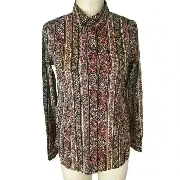 Mango Paisley  Print Shirt Size XS - Picture 1 of 6